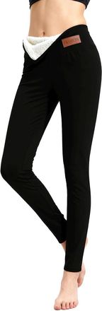 Generic Base Layer Leggings Women,Fleece Lined Leggings Women Thick Warm Fluffy Elastic High Waisted Yoga Pants Ladies Winter Outdoor Travel Hiking Camping Th