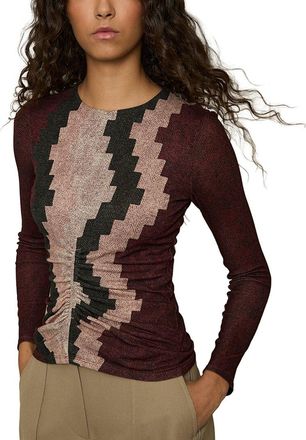 Reiss Gianna Printed Wool-Blend Top