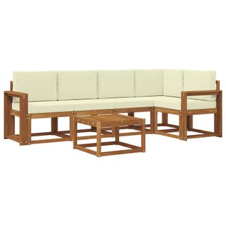 vidaXL Conjunto De Sof&aacute;s De Exterior Con Coj&iacute;n 6 Pcs Natural Y Crema Vidaxl