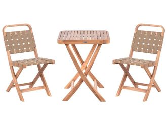 Beliani Conjunto de balc&oacute;n de madera marr&oacute;n 2 personas