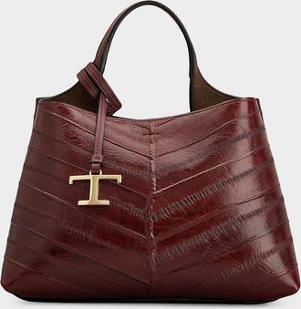 Tod's Chevron Eel Leather Top-Handle Bag