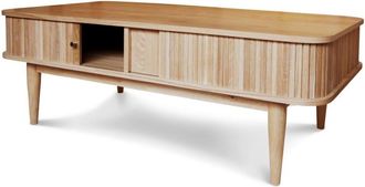 PIB Mesa de centro de madera beige con cortinas