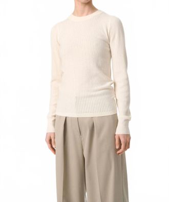Soaked In Luxury Spina Slim Fit Crew Neck Pullover Sweater In Whisper White