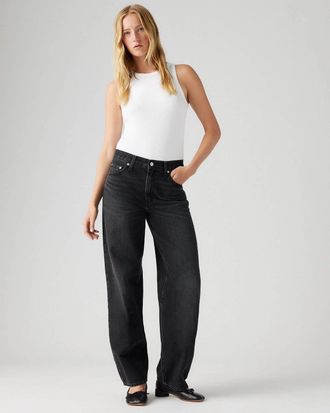 Levi's Baggy Dad Jeans Womens Black Denim Straight Leg Zip Fly JAX1165