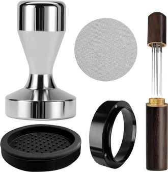 OEM Apisonador De Caf&eacute; Expreso De 51 Mm - Kit De Accesorios Para Cafeteras, Juego De 5 Piezas, Con Tapete, Tamiz De Posos, Agitador Y Anillo Receptor De P