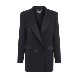 Elisabetta Franchi Satin Collar Jacket - Dames - Jassen - Zwart - Maat: M Satijn
