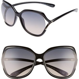 Tom Ford Anouk 60mm Geometric Sunglasses in Black/Gradient Smoke at Nordstrom Rack