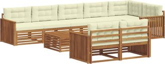 vidaXL Conjunto De Sof&aacute;s De Exterior 9 Uds. Natural Y Crema Vidaxl