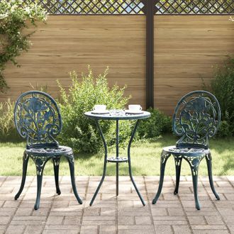 Berkfield Home 3-Piece Garden Bistro Set - Green Cast Aluminum