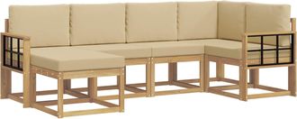 vidaXL Conjunto De Sof&aacute;s De Exterior 6 Uds. Y Beige Poli&eacute;ster Vidaxl