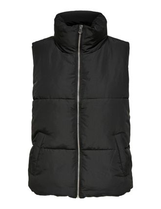 Jacqueline de Yong Womens Jdynewerica Short Waistcoat OTW Noos Vest, Black/Detail:SILVER ZIPPER, L