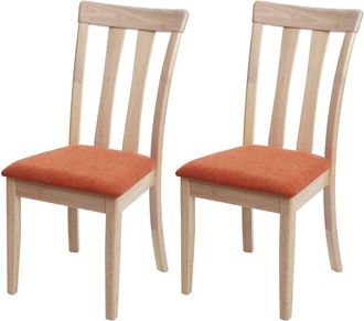 Hhg Lote de 2 sillas de comedor HHG-525, silla de cocina Silla, tela/textil madera maciza, estructura color natural, naranja
