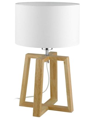 Eglo Eglo Chietino 1 Light Table Lamp With Wood Base & White Fabric Shade