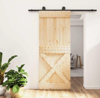 vidaXL Vidaxl - Puerta Corredera Con Herrajes Madera Maciza De Pino 85x210 Cm