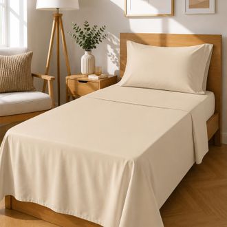 KASANOVA Completo letto singolo tinta unita beige