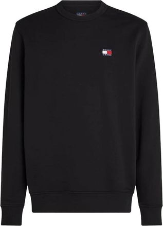 Tommy Jeans Zwarte Logo Katoenen Sweatshirt - Heren - Sweatshirts - Zwart - 2XL - Katoen - Hoodies & sweatvesten