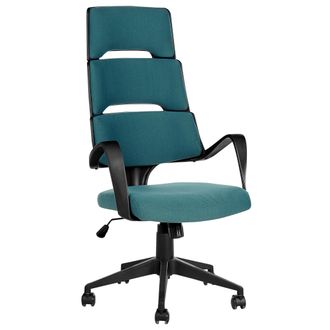 Beliani Silla De Oficina Reclinable De Poli&eacute;ster Verde Azulado Negro Giratorio Asiento Regulable Grandiose