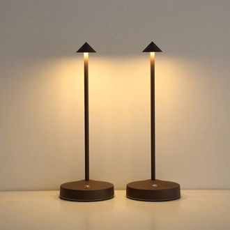 OEM L&aacute;mpara De Mesa Recargable, L&aacute;mpara De Mesa Led Creativa, Regulable, Altura Ajustable, Usb, 2 Unidades, Color Marr&oacute;n