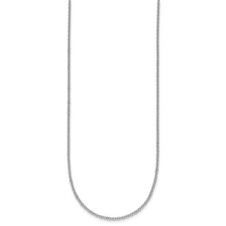 Diamond2Deal 18K White Gold Rhodium-plated Polished 2.0mm Solid Cable Chain Necklace