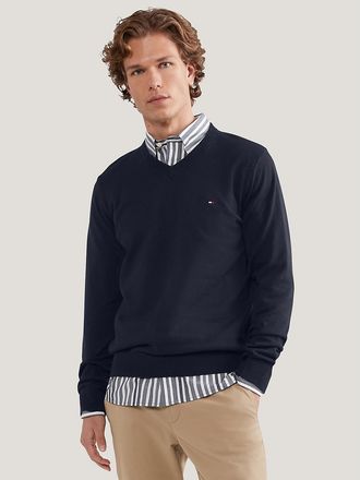 Tommy Hilfiger Mens Essential V-Neck Sweater - Navy - XS