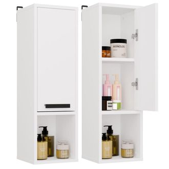 OEM Mexy W1d Mueble De Ba&ntilde;o Suspendido - Columna, 1 Puerta, 3 Estantes - 25,5x82x24 Cm - Blanco
