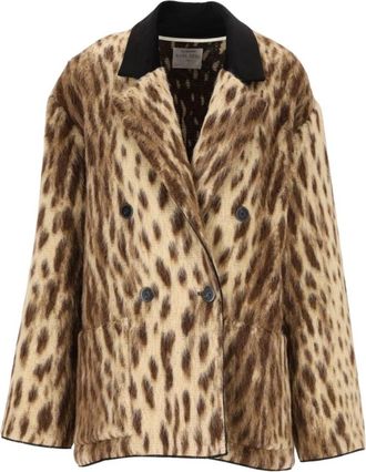 Forte_Forte Royal Leopard Coat - Dames - Blazers - Veelkleurig - S - Wol - Jassen