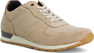 Dune London Mens Toronto - Leather Lace-Up Trainers - Beige - Size UK 11