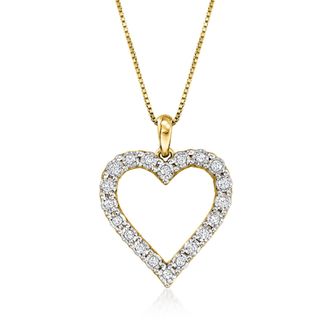 Ross-Simons Diamond Heart Pendant Necklace in 18kt Gold Over Sterling