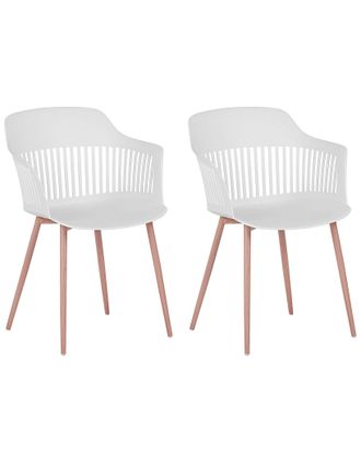 Beliani Beliani - Set 2 Sedie In Materiale Sintetico Bianco Gambe Metallo Schienale Aperto Bereca