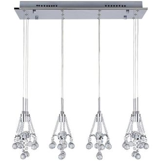 Netlighting Ruby Straight Bar Pendant Ceiling Light Chrome in Grey