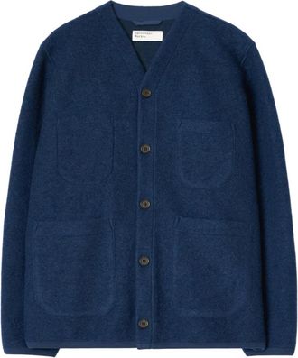 Universal Works Cardigan in Lana Indigo - - Knitwear - Uomo - Blu - L