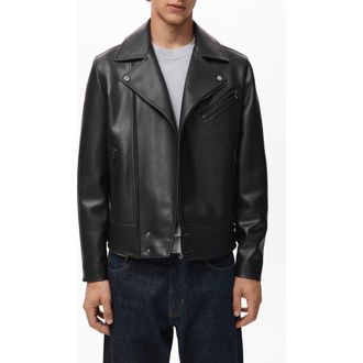 Mango Faux Leather Moto Jacket in Black at Nordstrom, Size Medium