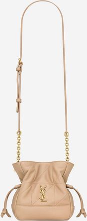 Saint Laurent Womens Leather Clutch Beige Shoulder Bags