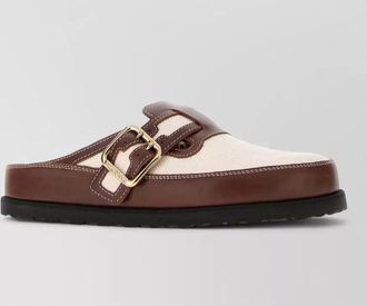 Birkenstock leather and canvas mules