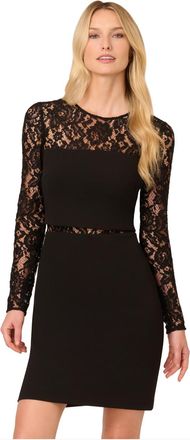 Adrianna Papell Womens Knit Crepe Mini Dress - Black - Size 16 UK