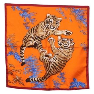 Herm&egrave;s Pre-owned Vintage Zijden Sjaal - Dames - Vintage Accessoires - Oranje - ONE Size - Vintage