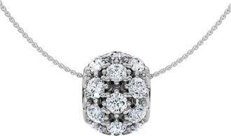 Pompeii3 1Ct Pave Puff Slide Diamond Pendant Womens Necklace 18 Lab Grown Gold