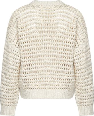 Brunello Cucinelli Womens Net-Knit Sequin Sweater Beige