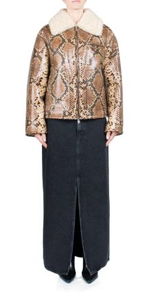 Stand Studio Kaz Jacket In Brown Snake/natural White