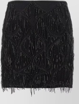 Rotate beaded fringe mini skirt