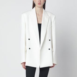 Frankie Shop White double-breasted wool-blend jacket
