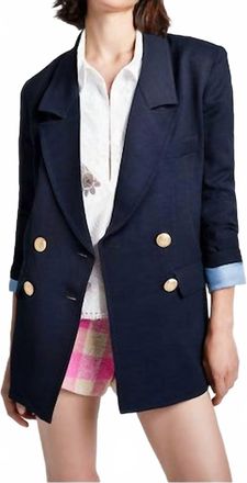 Smythe Oversized Double Breasted Button Front Blazer In Navy