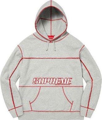 SUPREME Coverstitch Hooded Sweatshirt Grey Red SUP-SS22-638