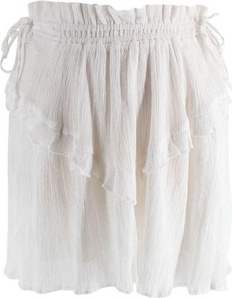 Isabel Marant Etoile White Ruffled Mini Skirt Size XXS