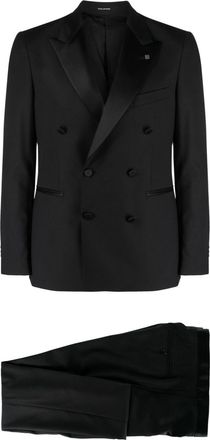 Tagliatore double-breasted peak-lapels suit - men - Virgin Wool/Silk/Cupro - 48 - Black