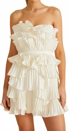 AMUR Reed Pleated Shell Mini Dress In Ivory