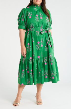 Sugarlips Floral Giles Shirtdress in Green/Pink at Nordstrom, Size 1 X