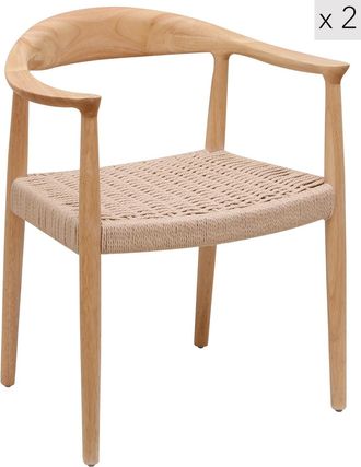 Nordlys Set 2 sillas escandinavas en madera y cuerda