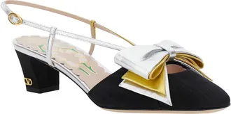 Valentino Garavani Womens Black Slingback D&eacute;collet&eacute; With Oversized Bow Viscose Shoe