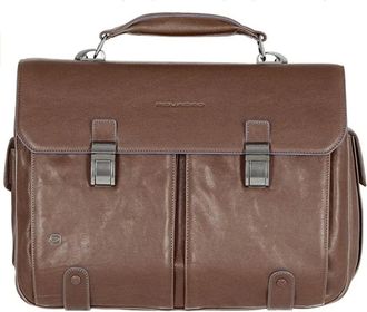 Piquadro Tassen, Heren, Bruin, ONE Size, Leer, Blauwe leren laptoptas